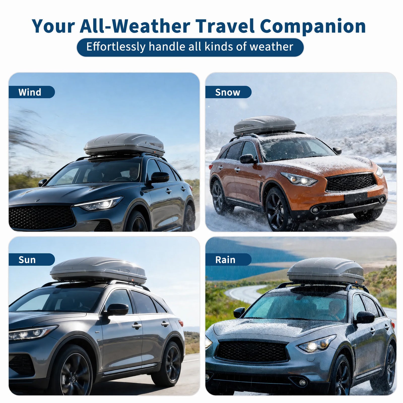 Garvee Spacious Hard Shell Rooftop Cargo Box for Cars & SUVs – 19.4 Cu Ft, Waterproof, Dual-Side Opening, global Fit, Secure Straps & Keys, 165 lbs Capacity – Gray – Color: Gray, Specs: 19.4 cu ft hard shell rooftop cargo box, double-sided opening, global