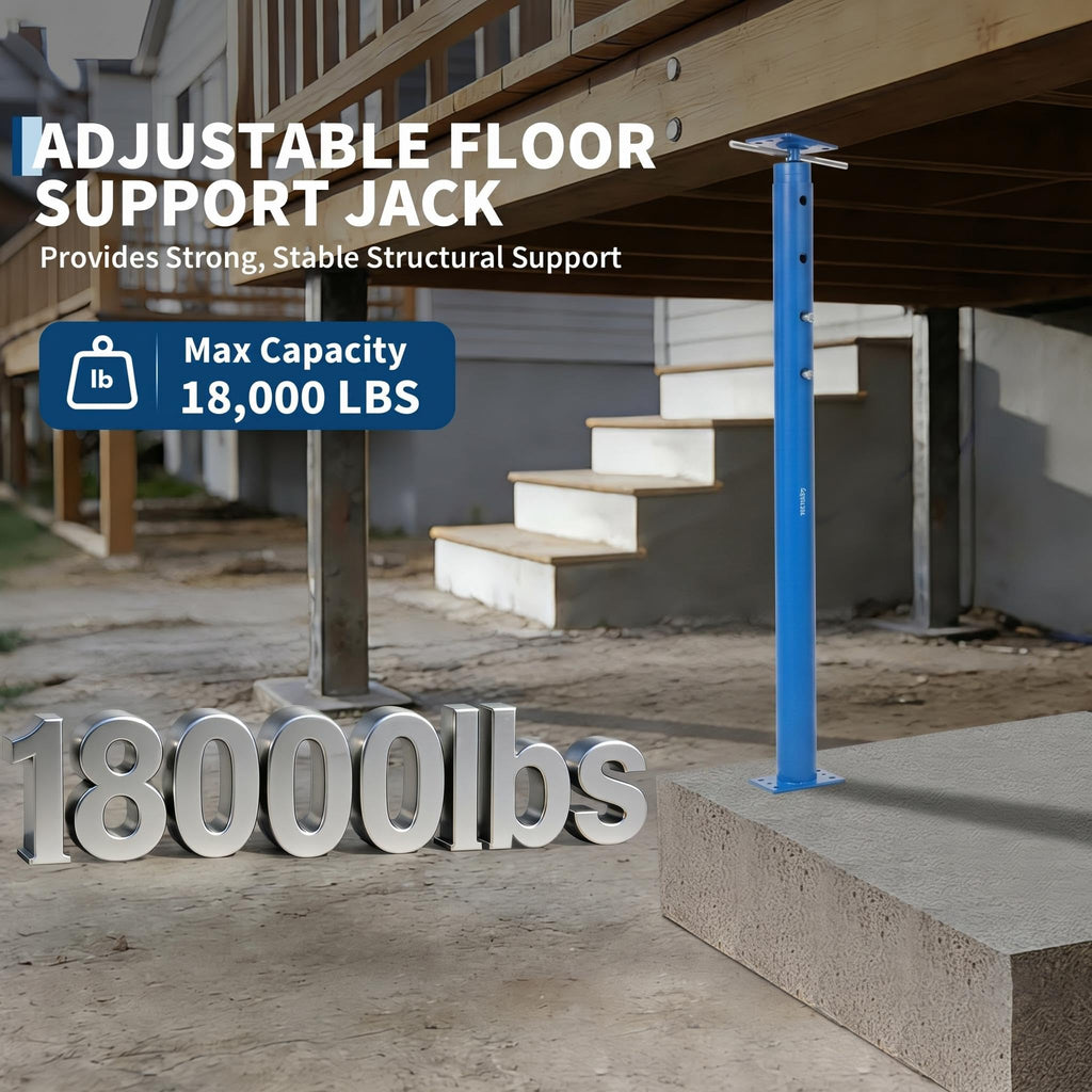 Garvee Heavy Duty Adjustable House Floor Jack Posts, 2 Pack - 53-93in Height, 18,000 lbs Capacity - Basement Joist Beam Leveling & Lifting Support for Construction, Blue, 53-93in