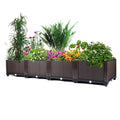 Garvee Large Brown Self-Watering Raised Garden Bed Planter Box – Deep Root Design, Drainage Plugs, Heat & Frost Resistant – Perfect for Patio, Deck, Balcony – Grow Vegetables, Flowers, Herbs – Color: Brown