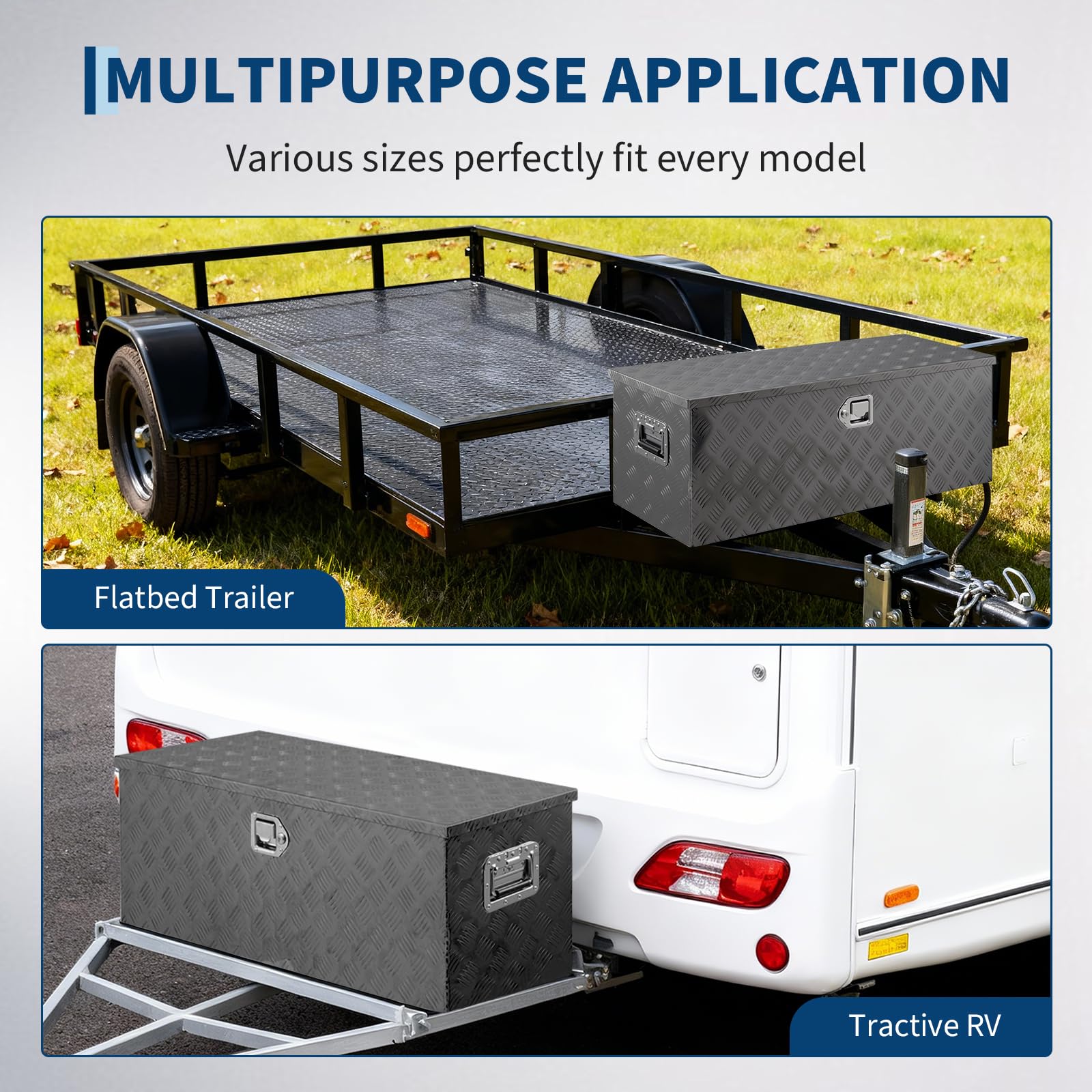 Garvee 36"x15"x15" Aluminum Truck Bed Tool Box, Weatherproof Storage Chest with Lock & Keys, Side Handles, Gas Strut Lid, Large-Capacity Heavy-Duty Organizer for Pickup, Trailer, and RV, Black