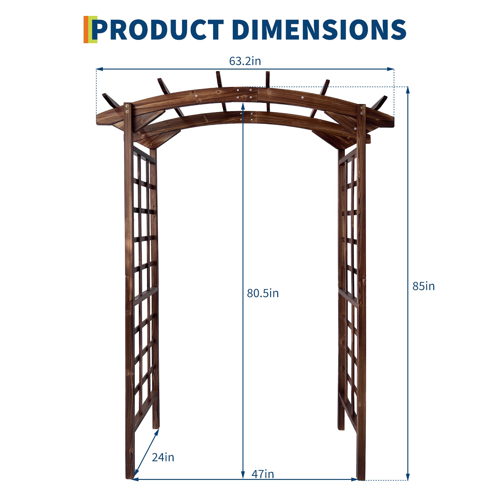 Garvee 85-Inch Wooden Garden Arbor Trellis, Fir Wood Arched Pergola for Climbing Plants, Wedding, Patio, Lawn & Backyard, Dark Brown, Arched Top