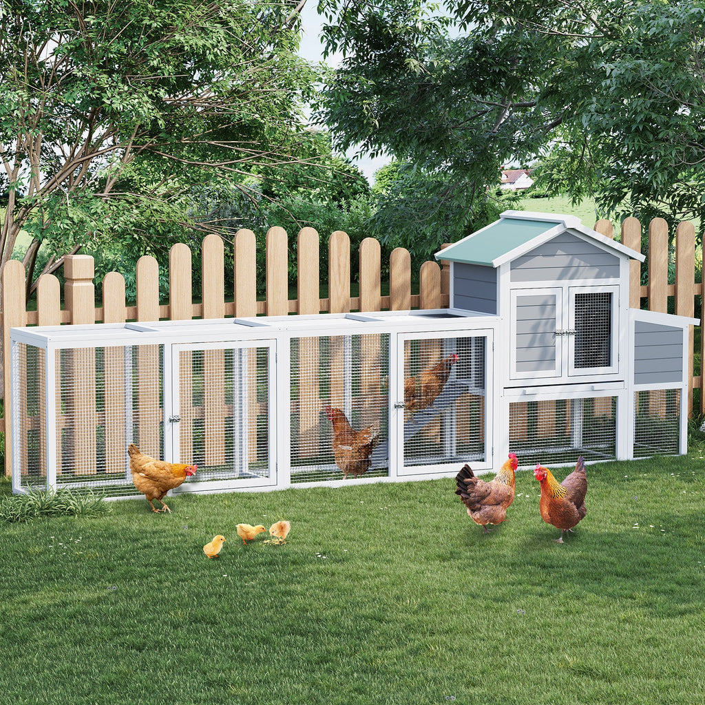 Garvee Spacious Outdoor Wooden Bird Cage – Large Chicken Coop with Run, Asphalt Roof, Nesting Box, Easy-Clean Sliding Tray – Perfect Aviary for 3-5 Chickens, Ducks, Rabbits – Sturdy 580 Chicken Cage, Green