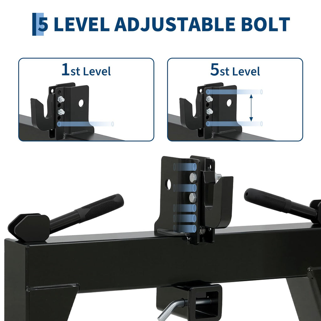 Garvee 3-Point Quick Hitch for Category 1 Tractors, 3000 LBS Lift, Heavy-Duty Steel, Easy Install, Includes 2 Receivers, Black, Agricultural Use