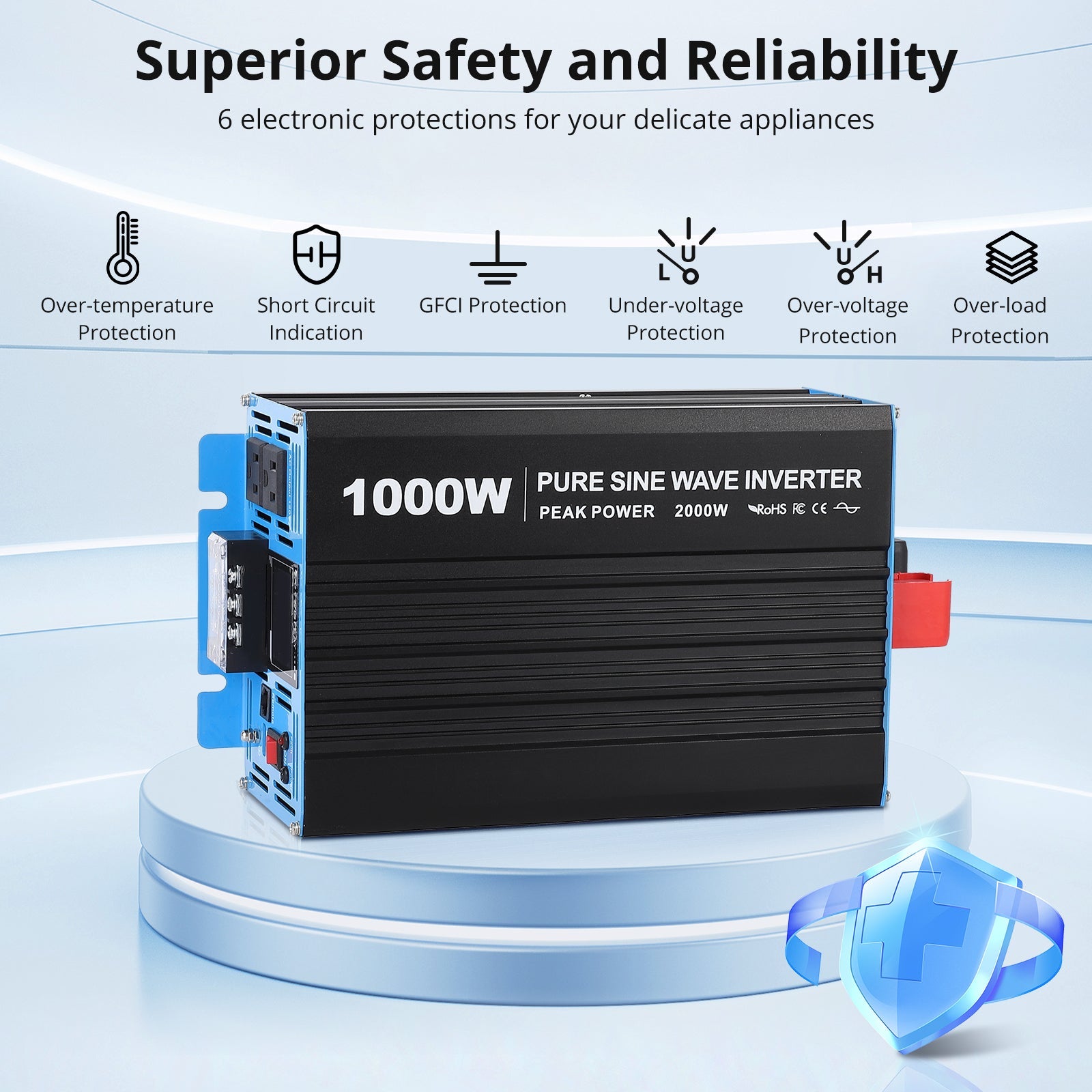 Garvee 4000W Pure Sine Wave Power Inverter 12V DC to 120V AC – High Power Car Audio Accessory – 4 AC Outlets, 1 AC Terminal Block, Dual 5V/3.4A USB, LCD Display, Wired Remote with Screen, 6-Layer Protection, 88% Efficiency – Specs: 12V-120V, Dual 5V/3.4A