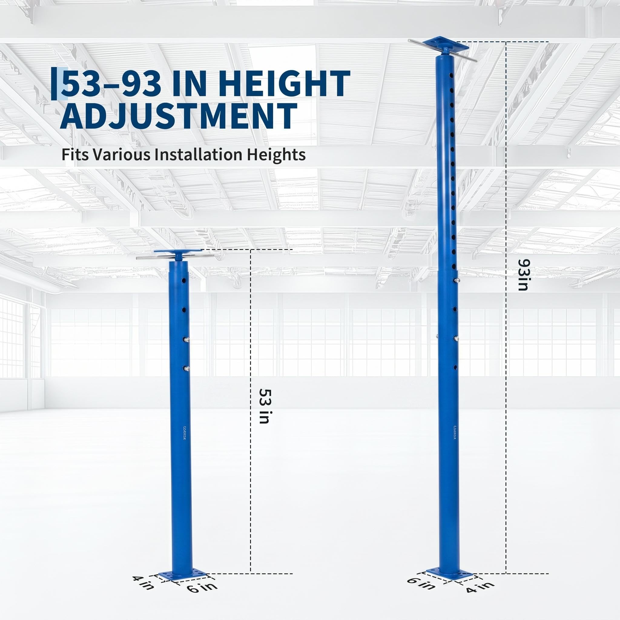 Garvee Heavy Duty Adjustable House Floor Jack Posts, 2 Pack - 53-93in Height, 18,000 lbs Capacity - Basement Joist Beam Leveling & Lifting Support for Construction, Blue, 53-93in