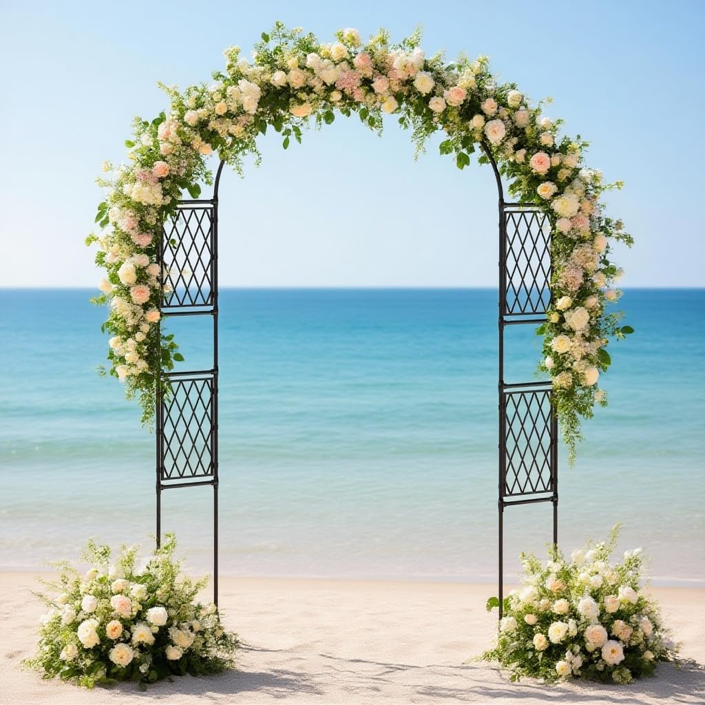 Garvee Metal Garden Arbor, 86.6" x 59" Arch Trellis for Climbing Plants, Weather-Resistant Decorative Wedding Archway, Sturdy Iron Frame, Outdoor Black Garden Arch for Patio, Lawn, Pathway, Event Party Back