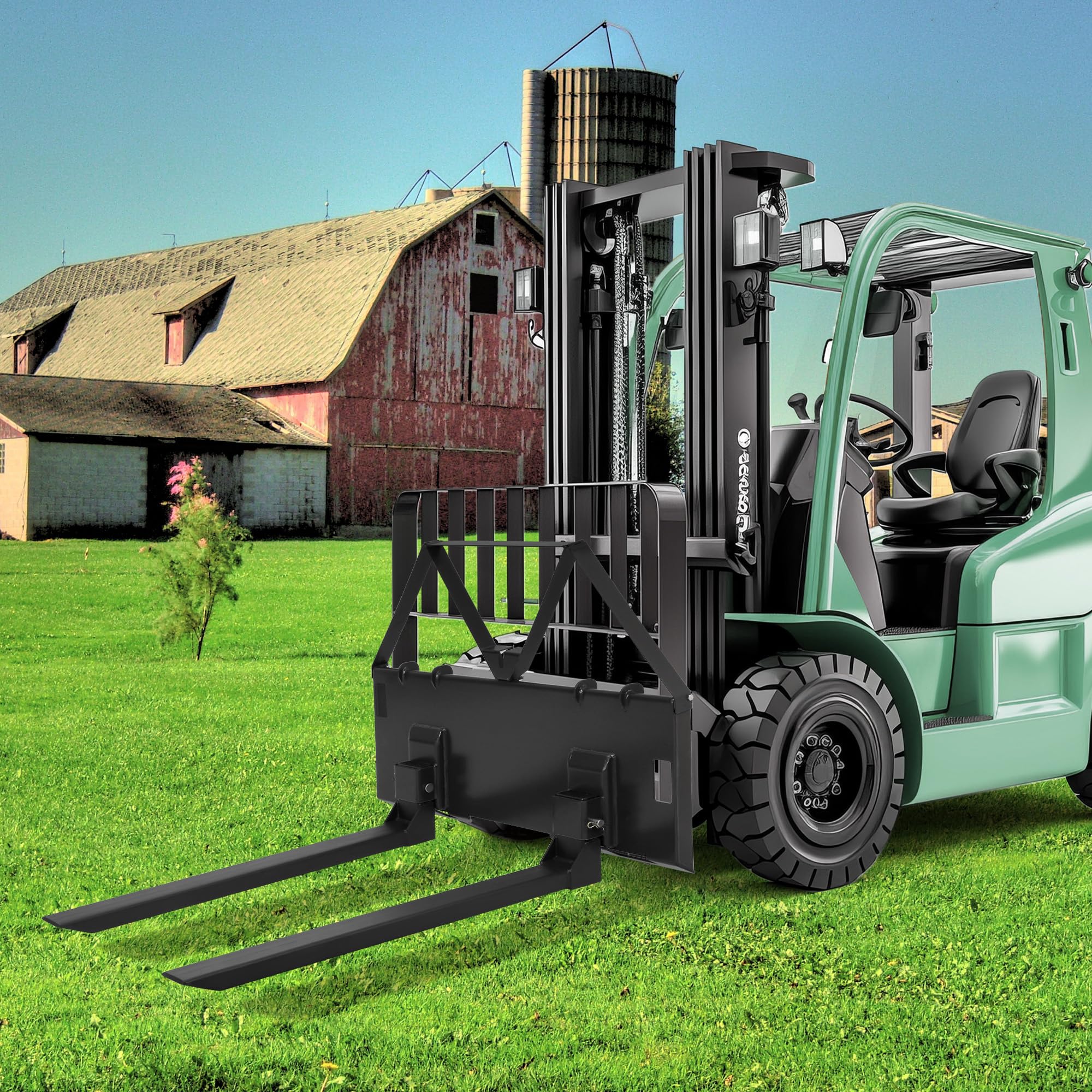 Garvee 3200lbs Heavy Duty 46" Tractor & Skid Steer Pallet Forks – Quick Attach Loader Fork Attachment – Global Frame for Farming, Landscaping, Construction – 2 Pack, Black | Comes in two packs