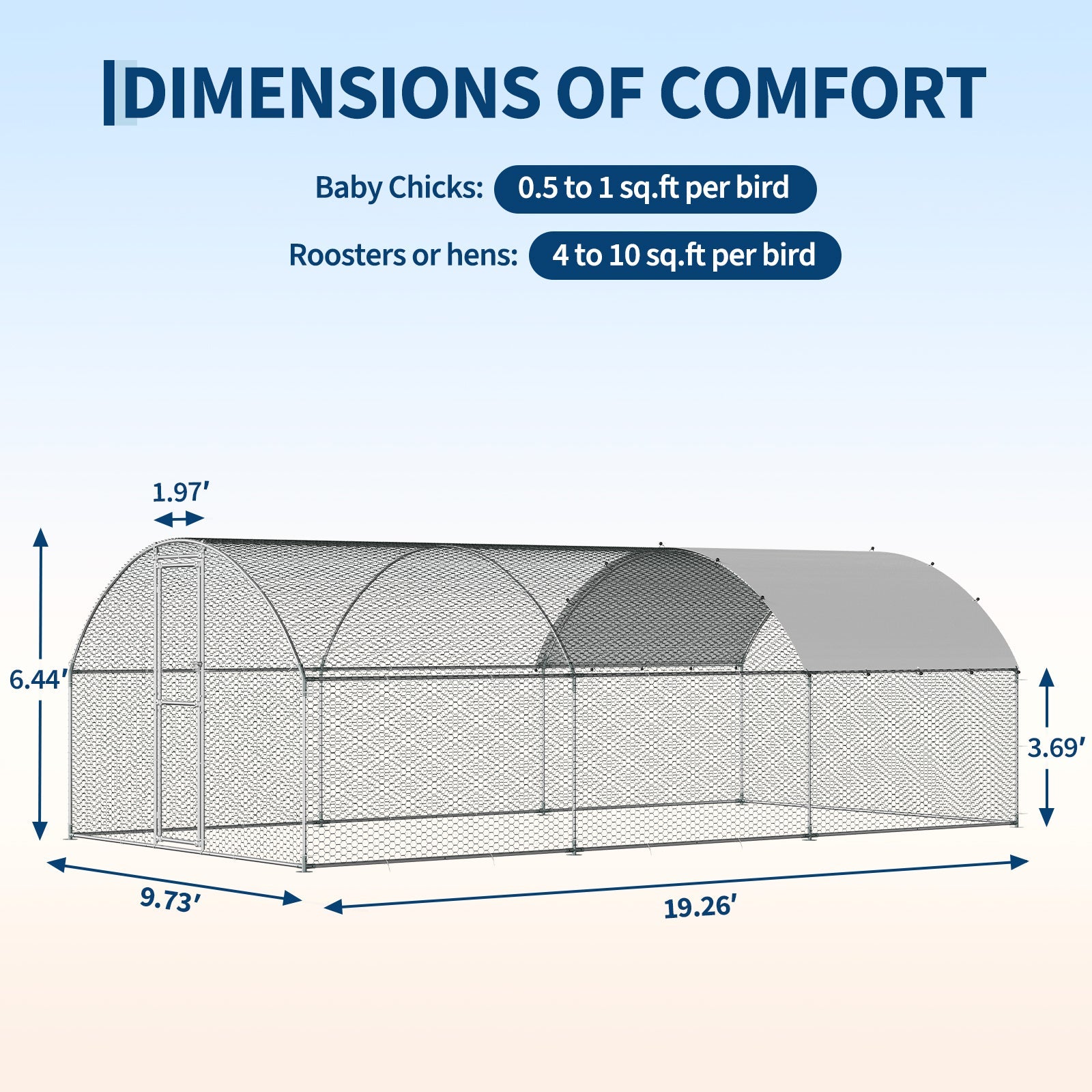 Garvee Large Metal Chicken Coop, 19.3 x 9.7 x 6.4 ft Walk-In Poultry Cage Run with Anti-UV Waterproof Cover, Heavy Duty Galvanized Enclosure for 20-30 Chickens, Ducks, Rabbits, Outdoor Pen (19.26' L x 9.73' W x 6.44' H)