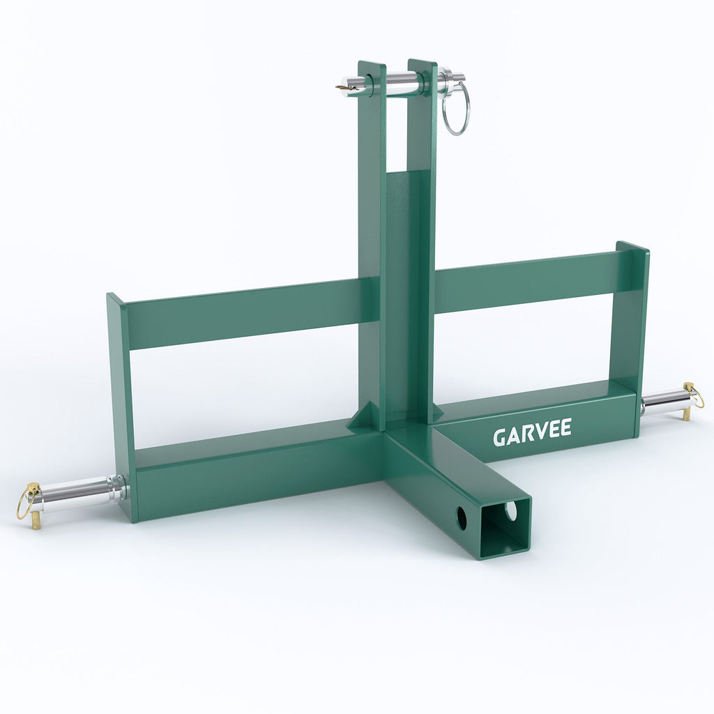 Garvee Robust 3 Point Trailer Hitch Receiver for Tractor – 2" Category 1 Quick Hitch Drawbar Adapter – Includes Suitcase Weight Brackets – Green