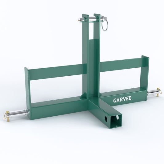 Garvee Robust 3 Point Trailer Hitch Receiver for Tractor – 2" Category 1 Quick Hitch Drawbar Adapter – Includes Suitcase Weight Brackets – Green