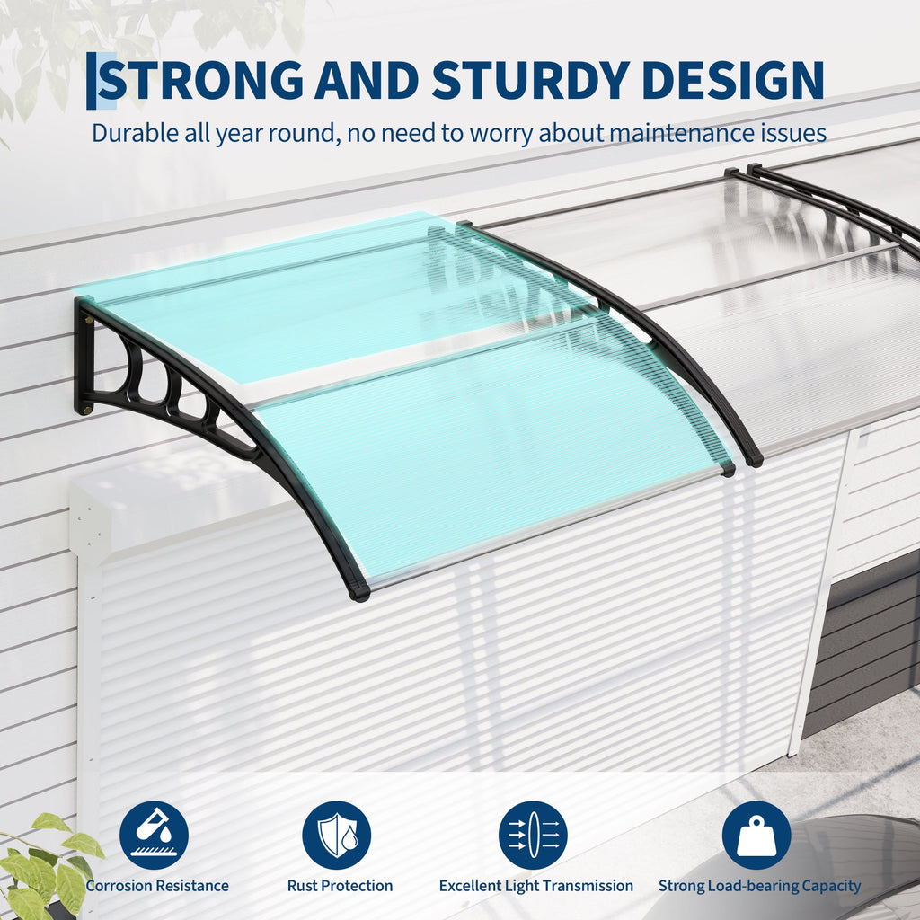 Garvee 40" x 40" Polycarbonate Door & Window Awning Canopy, Weather-Resistant Outdoor Cover with Plastic Steel Brackets, UV/Rain/Snow Protection, Transparent