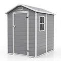Garvee Durable Waterproof Resin Outdoor Storage Outdoor Storage with Floor – 4x6 FT, Window, Sloped Roof, Lockable Door, Easy Assembly – Perfect for Patio, Backyard, Lawn Mower, Bike & Tool Storage – Light Gray