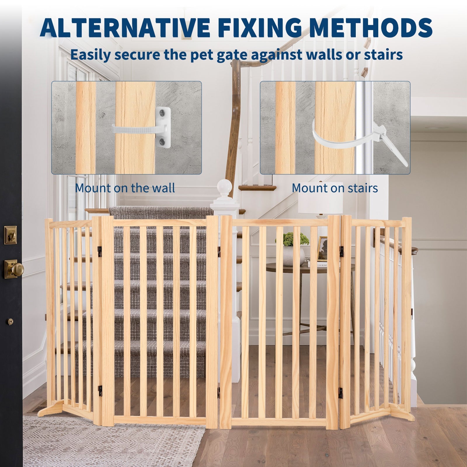 Garvee Wooden Freestanding Dog Gate, Collapsible Pet Gate with Support Feet, Indoor Dog Fence for The House,Doorways, Stairs，Expandable Pet Fence -4 Panel, 36” H