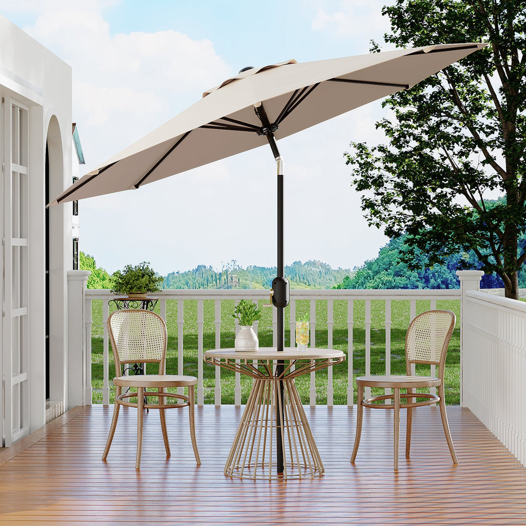 Garvee 9 ft Outdoor Patio Umbrella with 8 Sturdy Ribs, Crank Lift, Push-Button Tilt & UV-Resistant Waterproof Canopy for Pool, Deck, Yard & Garden, Light Beige