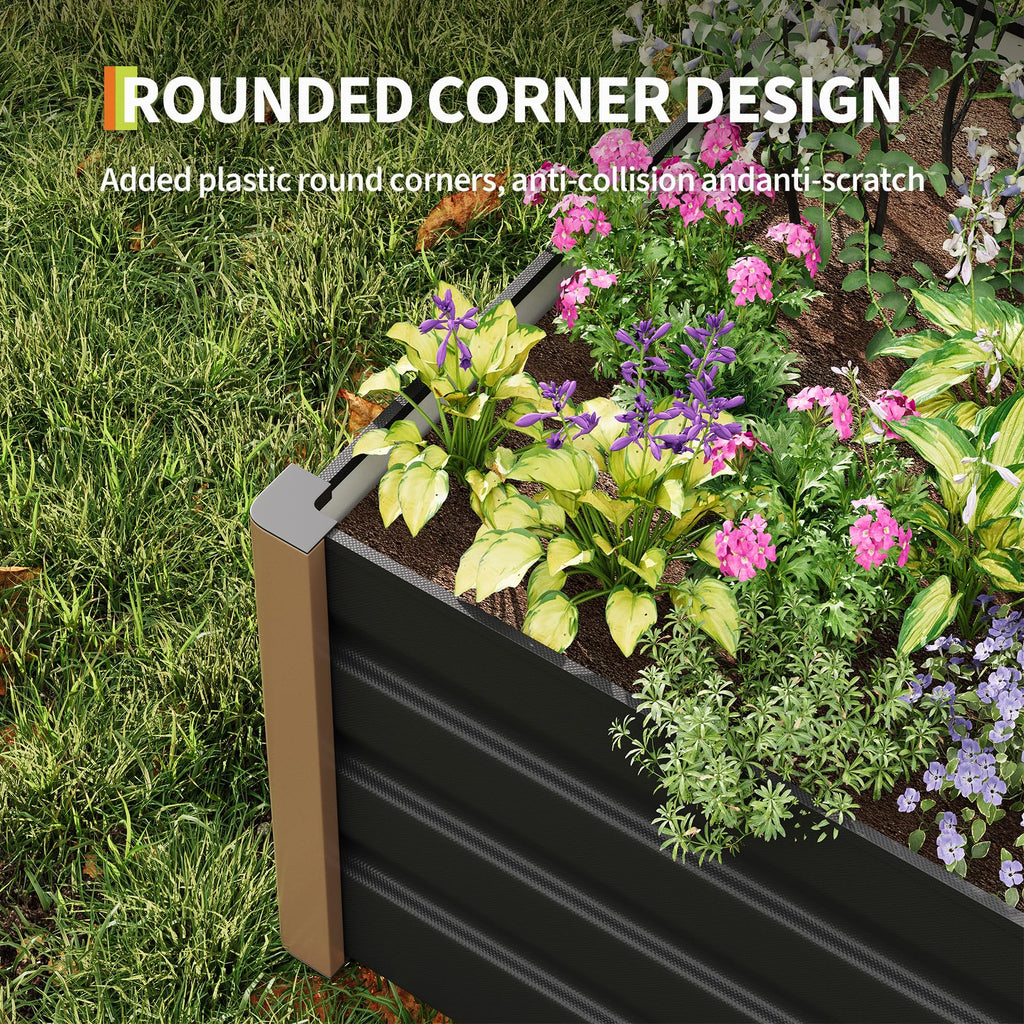 Garvee 8' × 3.3' × 1.3' Aluminum Raised Garden Bed, Heavy Duty Deep Planter Box for Vegetables & Flowers, Gray