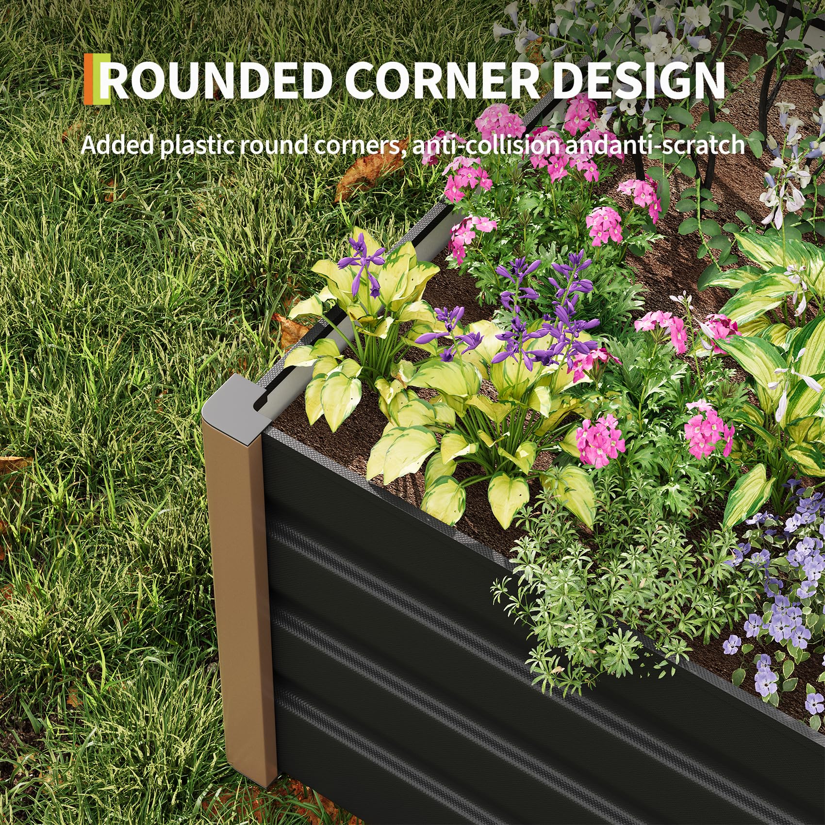 Garvee 6.5' × 2.6' × 1.3' Aluminum Raised Garden Bed, Heavy Duty Deep Planter Box for Vegetables & Flowers, Gray