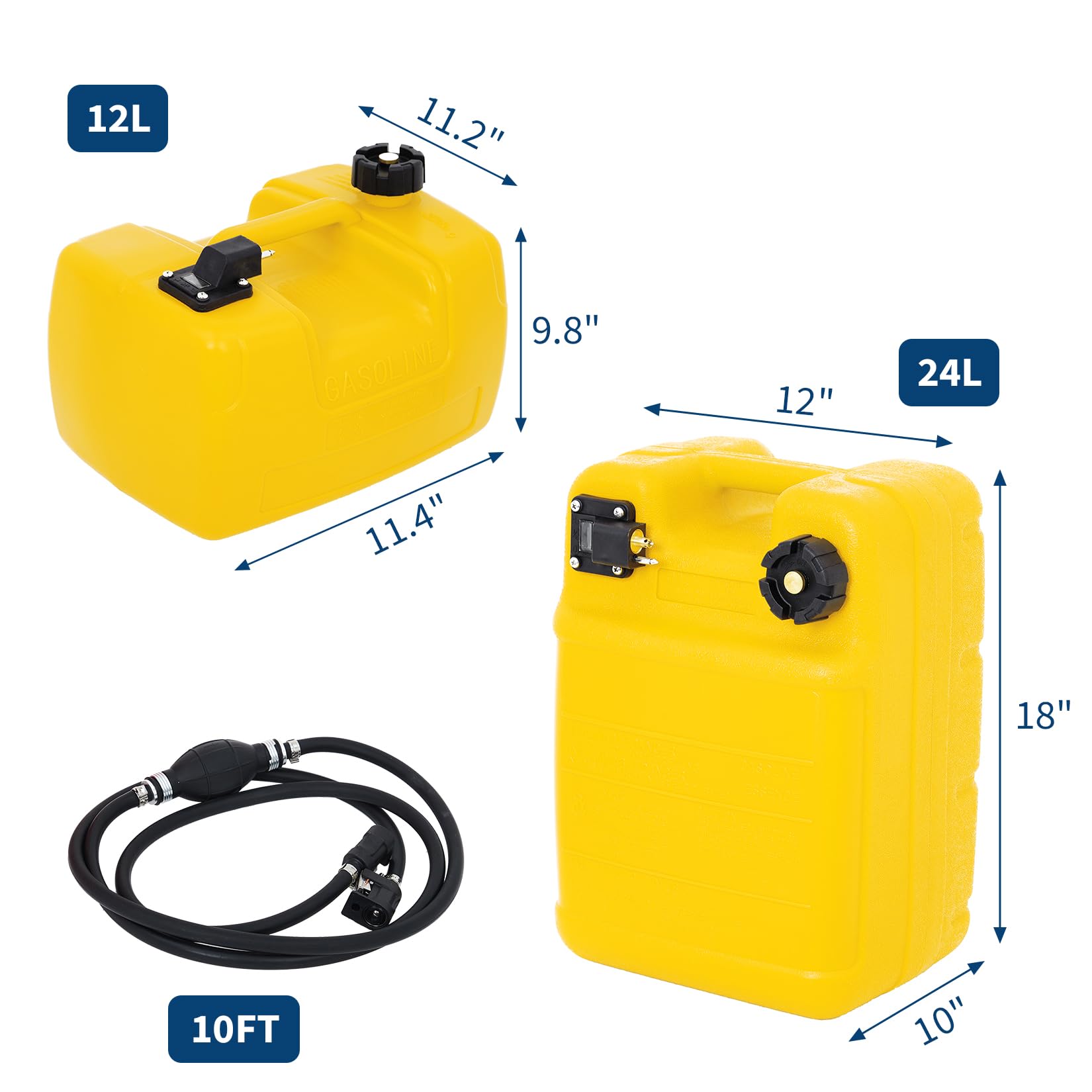 Garvee 24L Portable Marine Fuel Tank for Outboard Engines – Durable Plastic – Advanced Leak-Proof, Corrosion & High Temp Resistant – Vented Cap, Fuel Gauge, I-Shaped Handle – Ideal for Boats, Kayaks, Canoes – Automotive Repair Tool – Color: Yellow (RAL