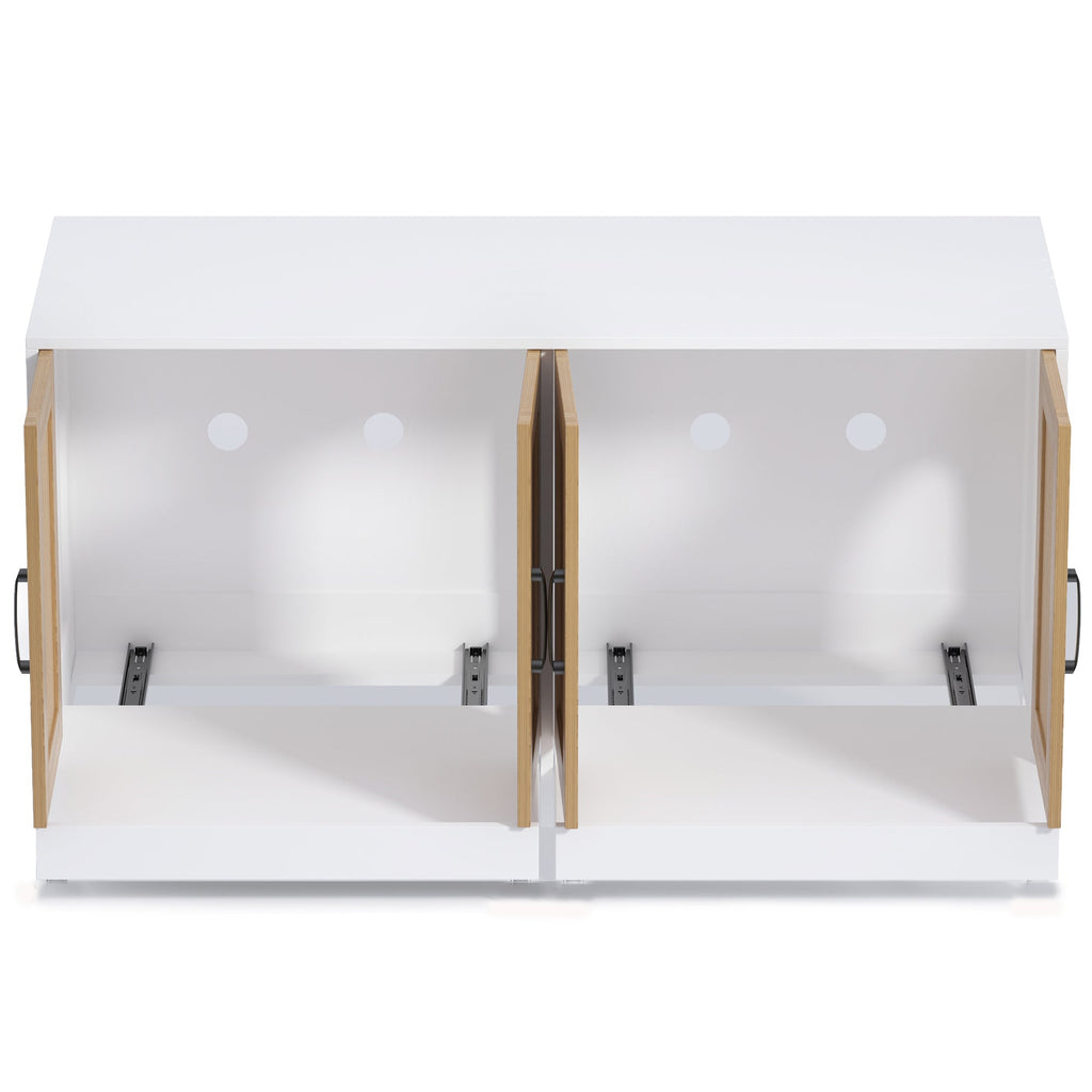 Garvee 47'' Cat Litter Box Enclosure for 2 Litter Boxes with 4 Sisal Doors, Hidden Litterbox Enclosure with Double Room, Wooden Sideboard TV Stand White