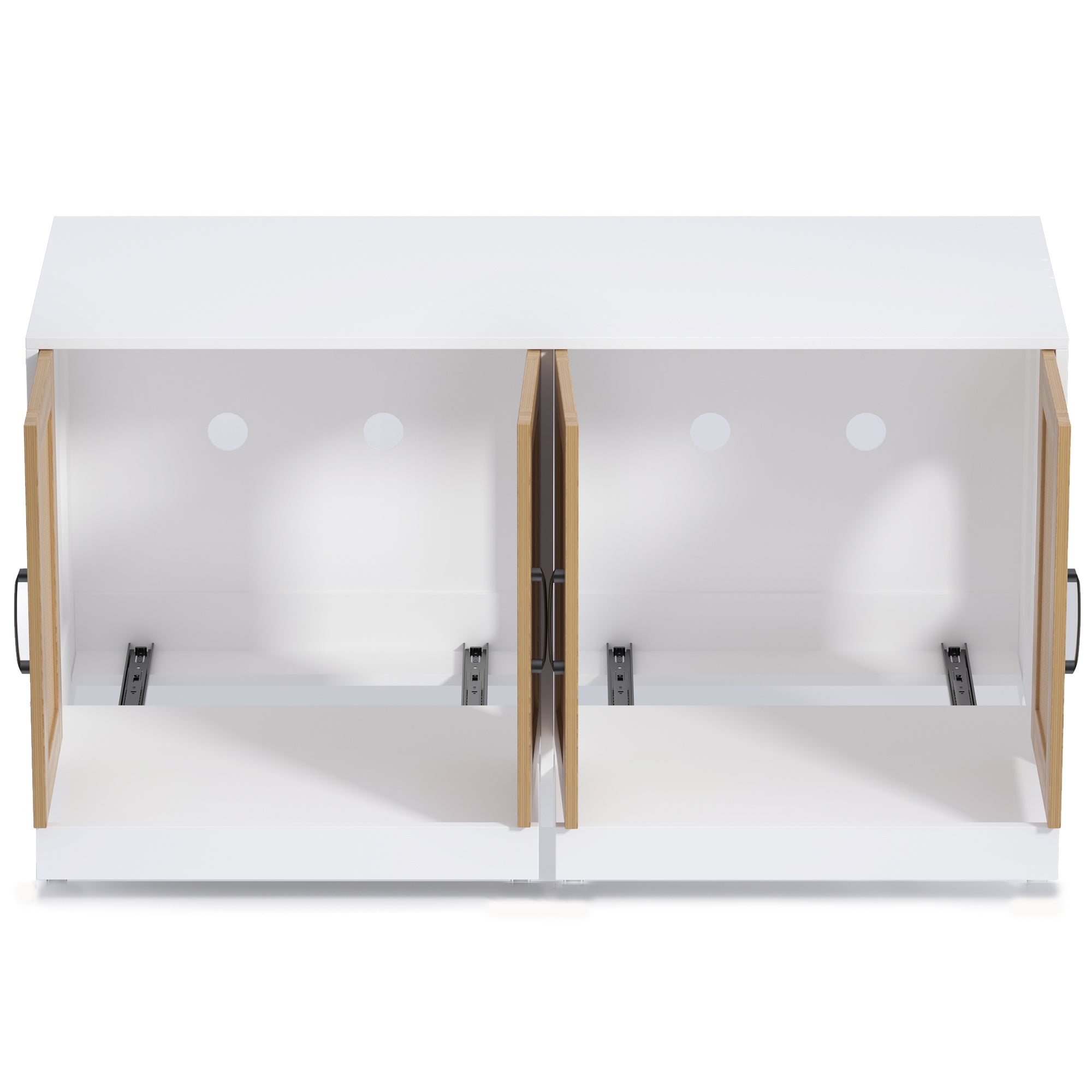 Garvee 47'' Cat Litter Box Enclosure for 2 Litter Boxes with 4 Sisal Doors, Hidden Litterbox Enclosure with Double Room, Wooden Sideboard TV Stand White