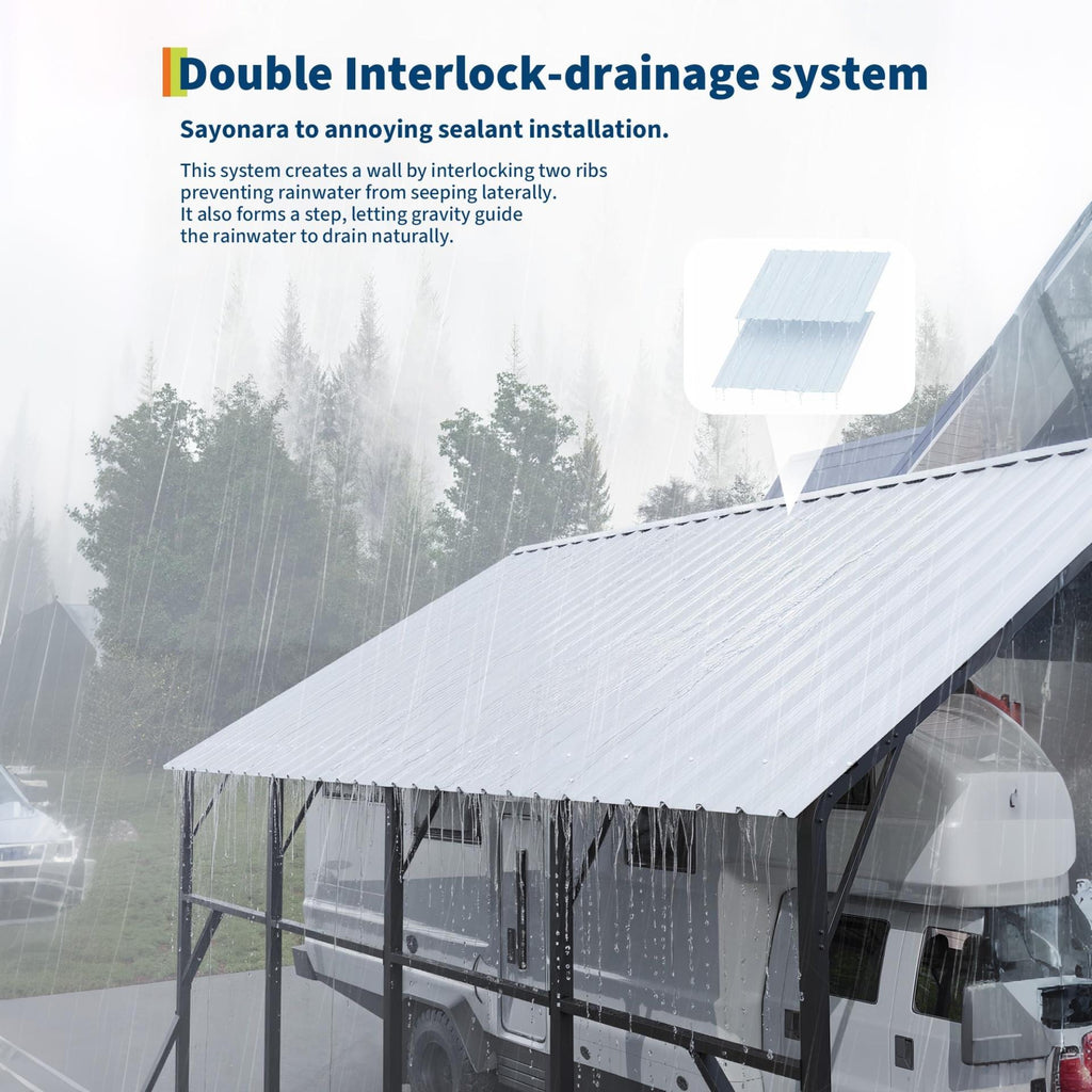 Garvee Metal Carport 13' × 26', 133" High-Clearance RV & Boat Shelter with 120° Vertical Roof, 10-Purlin Reinforced 19-Ga Steel Frame