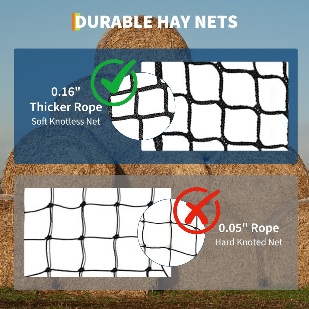 Garvee 5x5ft Heavy Duty Knotless Nylon Round Bale Hay Net - 2-Inch Slow Feeder Mesh Bag for Horses, Goats, and Livestock, Reduces Waste, Black