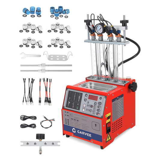 Garvee Fuel Injector Tester & Cleaner, 3-in-1 100W Ultrasonic, Resistance/Flow/Pulse Test, Adjustable 0.1-25ms Pulse Width, for 4 Cylinder Gasoline Engines, Auto Repair Tool