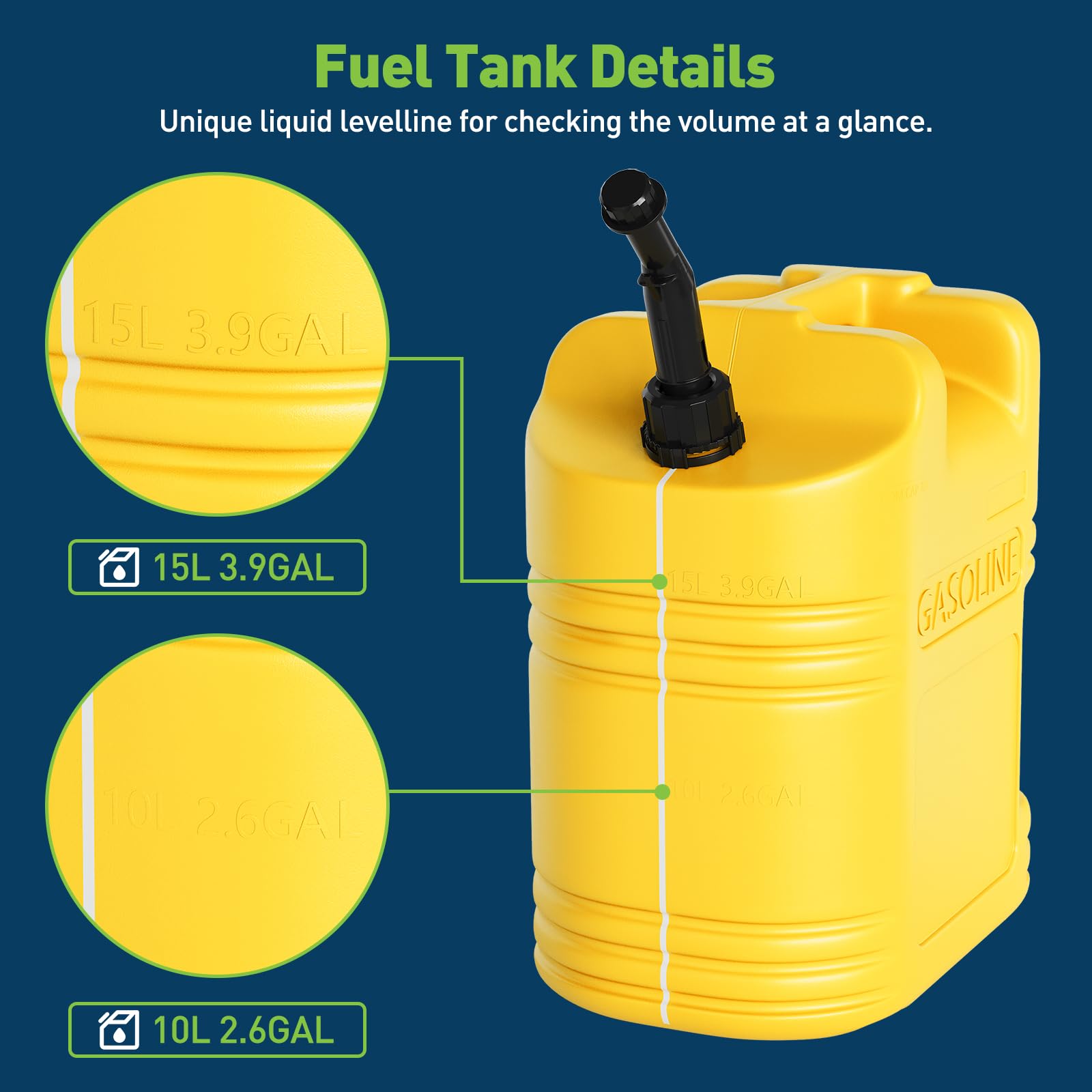 Garvee Portable 20L Marine Fuel Transfer Tank – L-Shaped Handle for Easy Carry – Durable Construction – Ideal for Cars, Generators, Lawnmowers – Automotive Workshop Use – Yellow | Pack of 1 |
