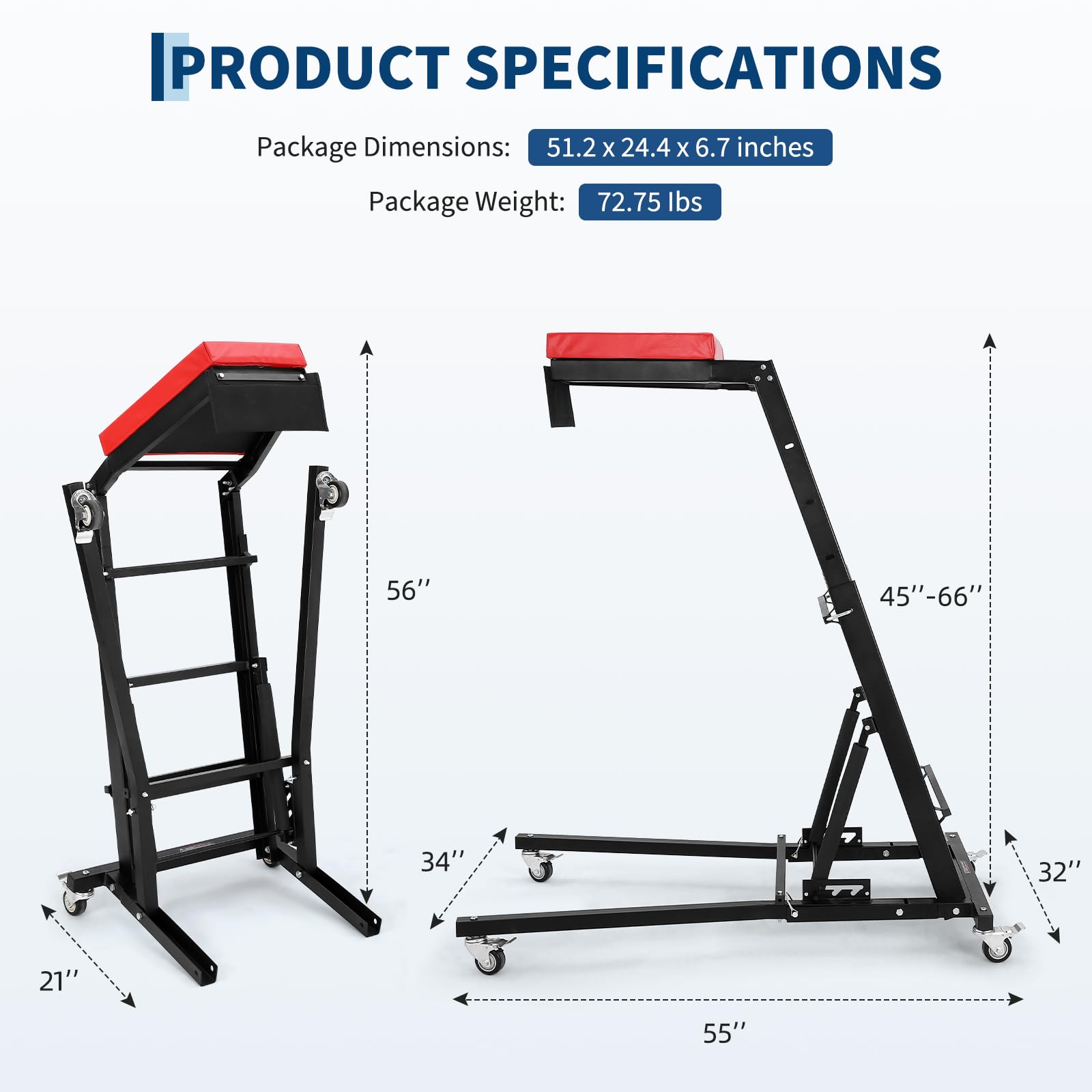 Garvee Automotive Engine Creeper, Heavy-Duty Foldable Steel Frame with Adjustable Height (45.7"-66.3"), Padded Deck, 6 Wheels, and 400 lbs Capacity for Auto Repair, Black, Parallel Base