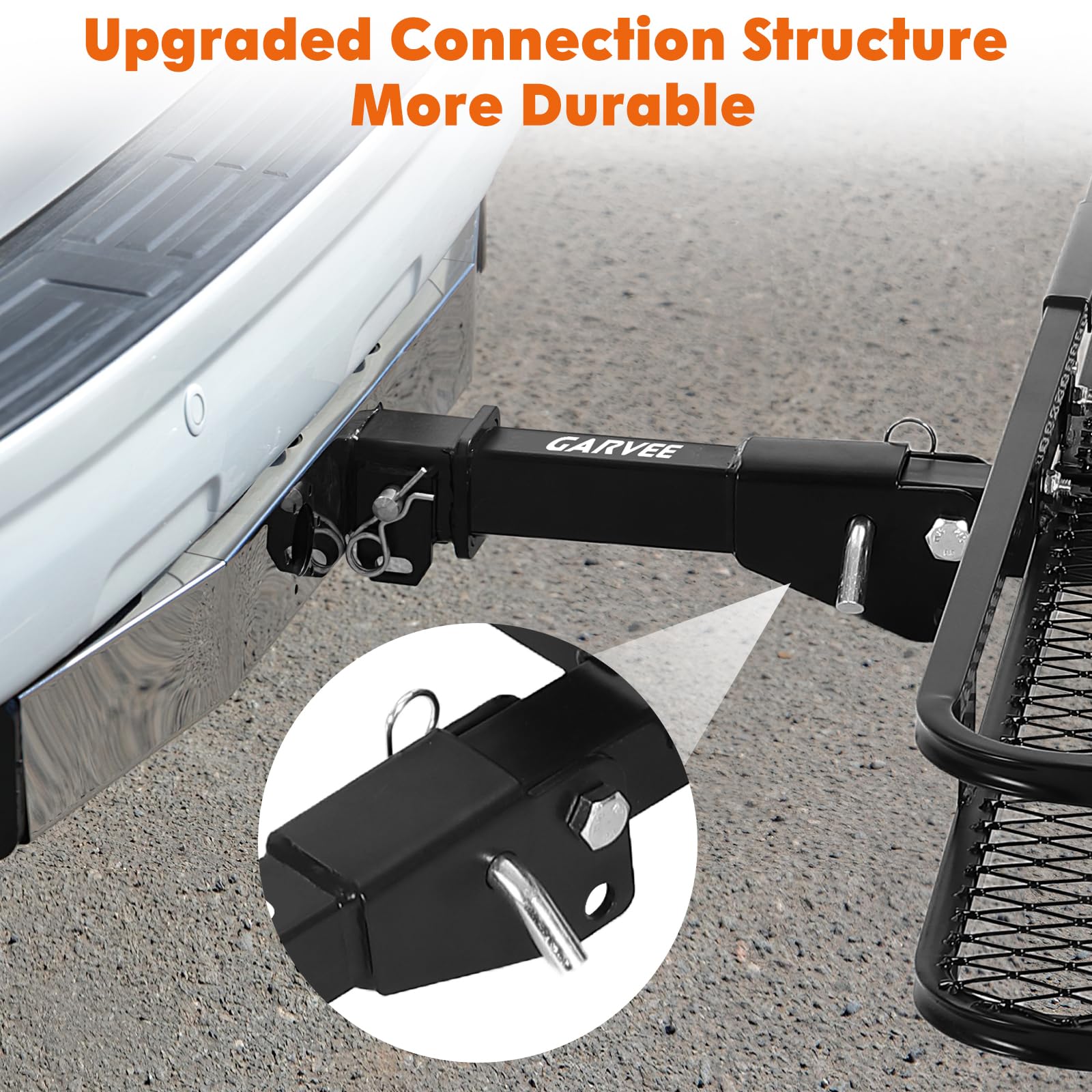 Garvee 60"x24"x6" Folding Hitch Mount Cargo Carrier Basket with 25 Cubic Feet Waterproof Cargo Bag (60" x 24" x 31") - 500 lbs Capacity, Folding Arm, Hitch Stabilizer, Net, and Straps