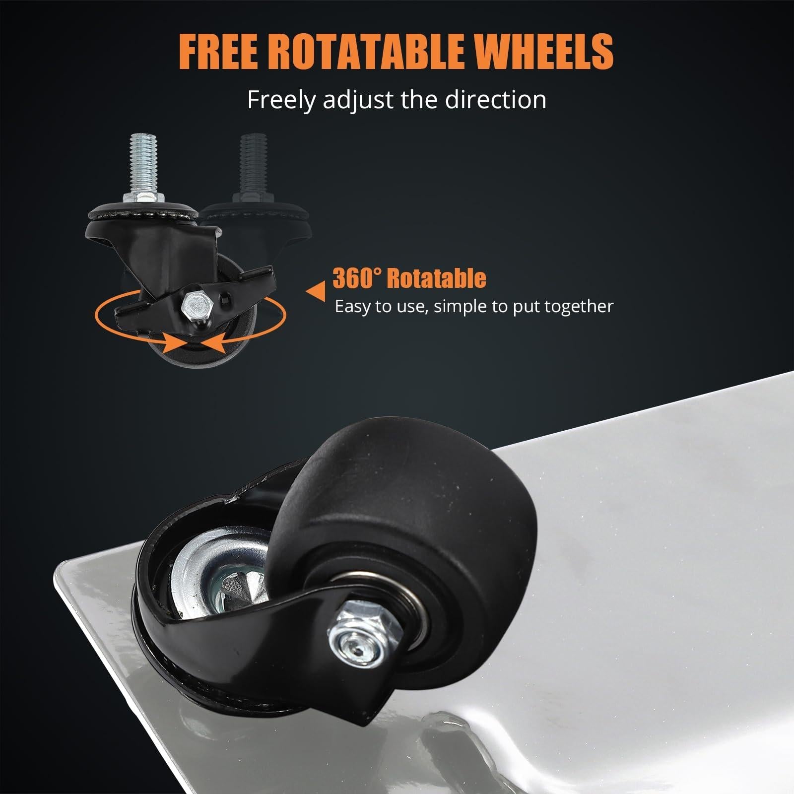 Garvee Heavy-Duty Vehicle Wheel Dolly Set of 4 – 6000 lbs Capacity – 360° Rotating Upgraded Nylon Wheels with Brakes – Ideal for Cars, Trucks, Trailers, Motorcycles, Boats – Mobile Base Equipment – Silver Upgraded Version