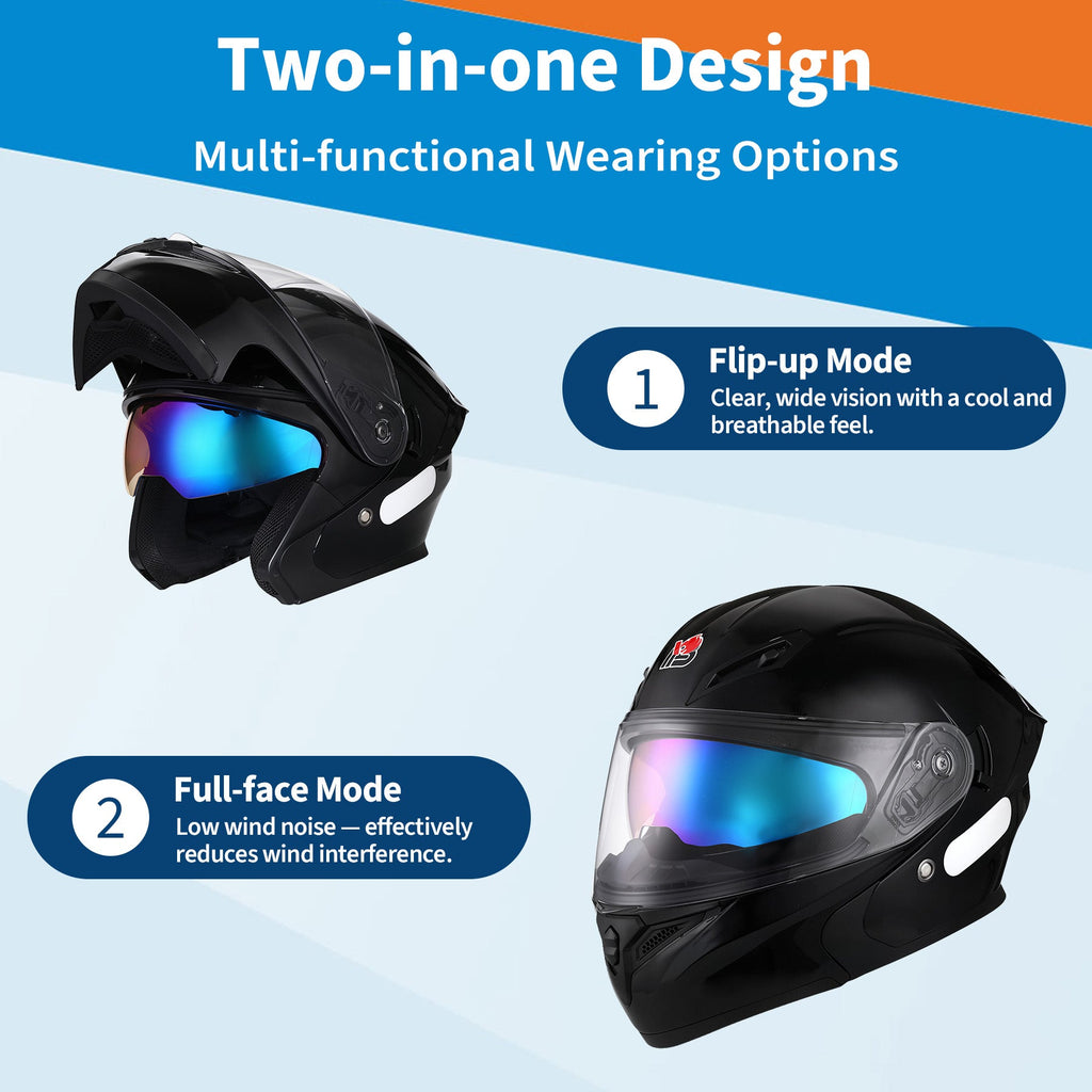 Garvee Full Face Motorcycle Helmet Dual Visor - DOT ABS Shell Adult Motorcycle Helmet for Men Women Off Road Street Bike Motocross ATV