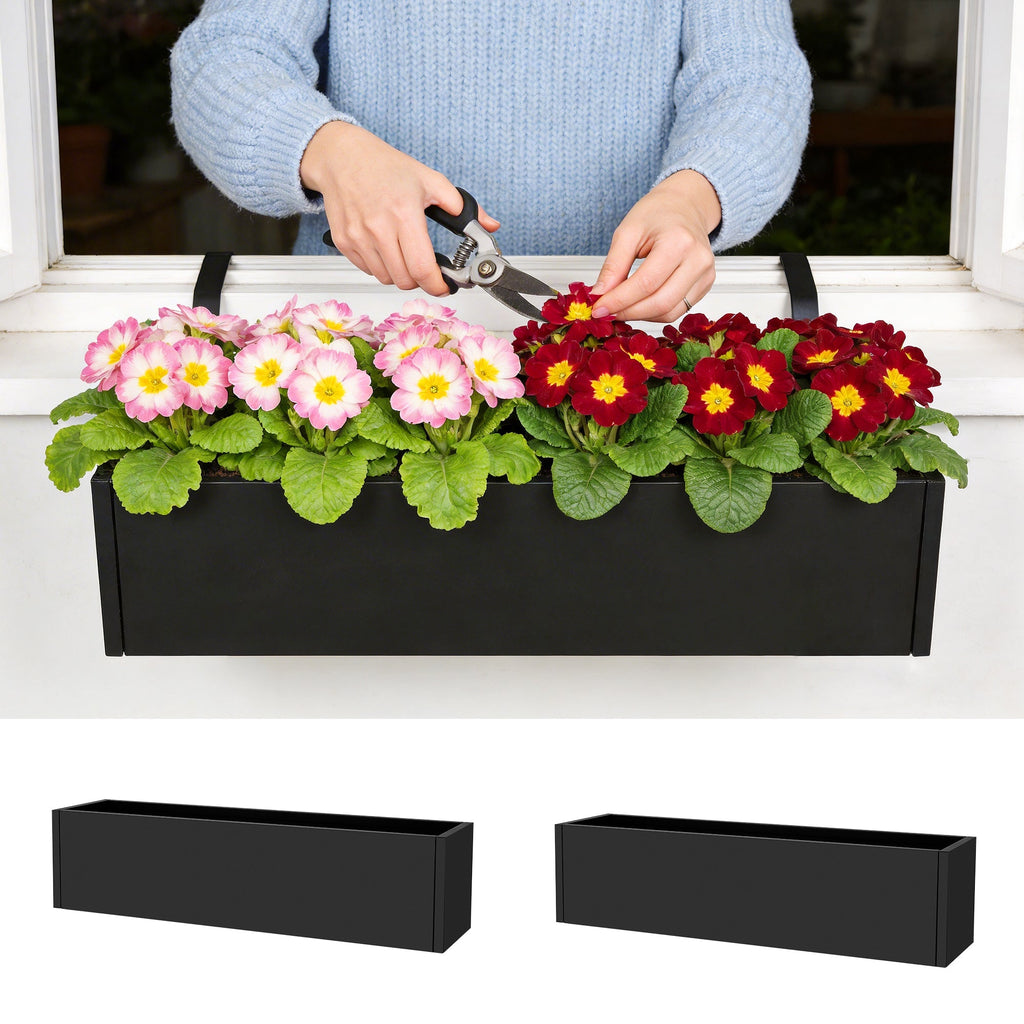 Garvee 2-Pack Metal Raised Garden Bed 36" x 9" x 9", Galvanized Steel Planter Box, Rust-Resistant Outdoor Flower & Vegetable Planter for Patio, Backyard, Deck and Balcony, Black