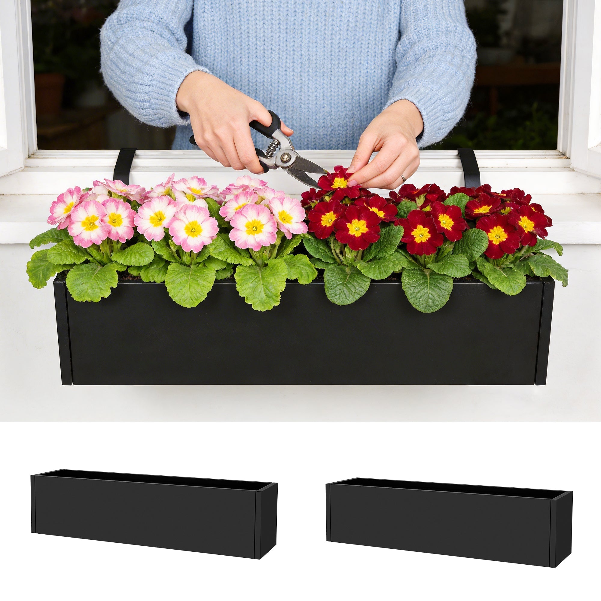 Garvee 2-Pack Metal Raised Garden Bed 36" x 9" x 9", Galvanized Steel Planter Box, Rust-Resistant Outdoor Flower & Vegetable Planter for Patio, Backyard, Deck and Balcony, Black