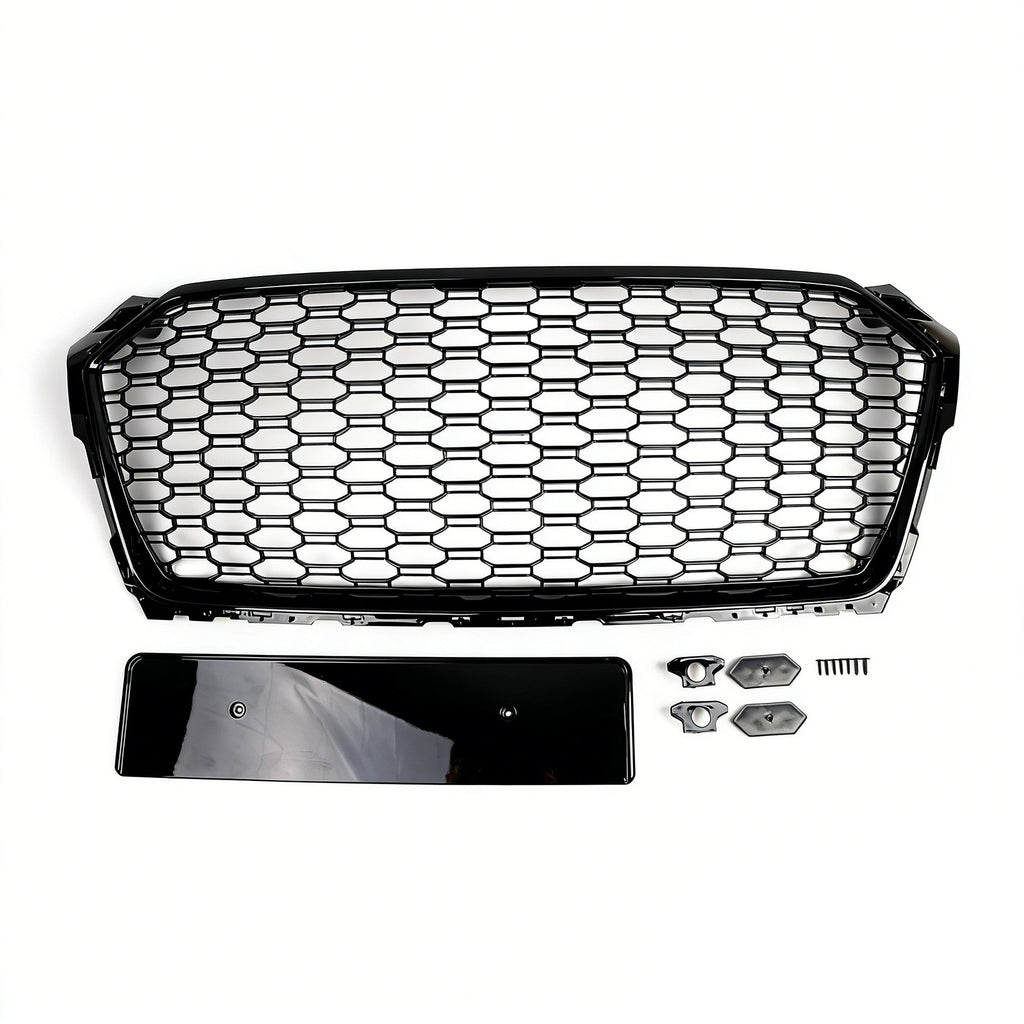 Garvee Gloss Black Honeycomb Front Grille for Audi A1 2016-2018 USA Model – ABS Bumper Protector – Distinctive Single Frame – No Logo – Durable Exterior Car Accessory – Bright Black