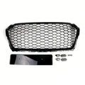 Garvee Gloss Black Honeycomb Front Grille for Audi A1 2016-2018 USA Model – ABS Bumper Protector – Distinctive Single Frame – No Logo – Durable Exterior Car Accessory – Bright Black