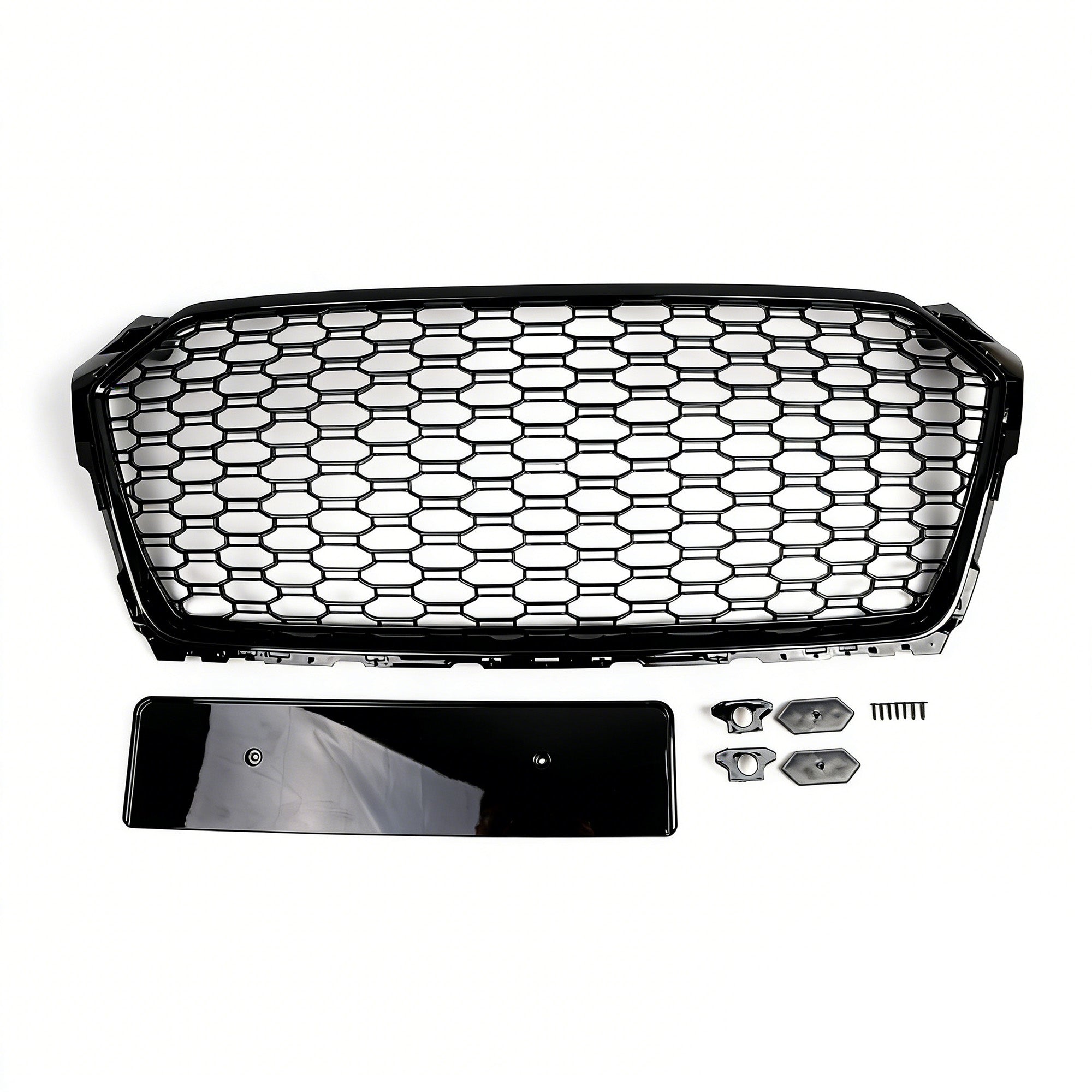 Garvee Gloss Black Honeycomb Front Grille for Audi A1 2016-2018 USA Model – ABS Bumper Protector – Distinctive Single Frame – No Logo – Durable Exterior Car Accessory – Bright Black