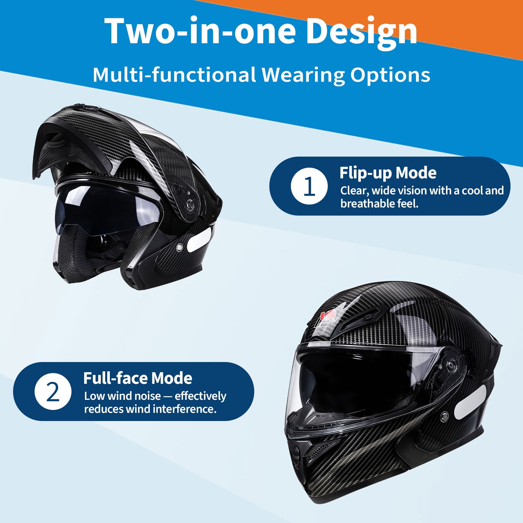 Garvee Full Face Motorcycle Helmet Dual Visor - DOT ABS Shell Adult Motorcycle Helmet for Men Women Off Road Street Bike Motocross ATV,Carbon Black, XL