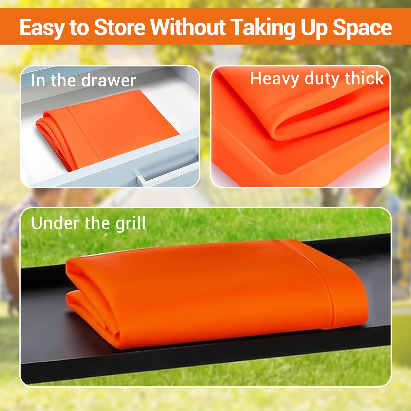 Garvee 2-Pack Orange Silicone Griddle Cover & Accessories Set - 36 inch Griddle Mat and 16 inch Non-Stick Grill Protector - Thick, Reusable Food-Grade Silicone for Blackstone & Grills - Dirt & Rust Protectio