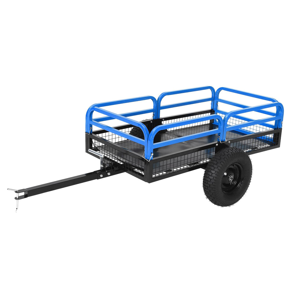 Garvee Blue Dump Cart, 1500 lbs 15 Cu Ft Heavy Duty Steel Garden Utility Trailer with Removable Sides, Quick Release & Pneumatic Tires for Lawn Mower, ATV, UTV, Tractor