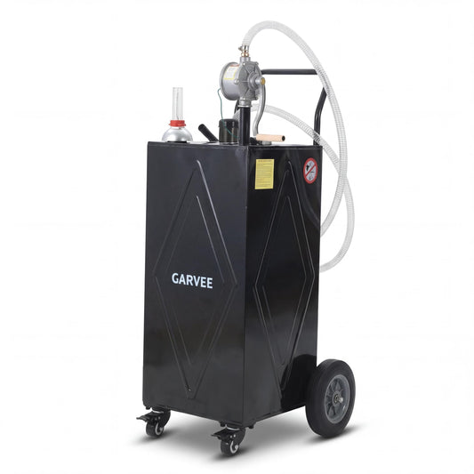 Garvee 30 Gallon Heavy Duty Steel Fuel Caddy – Manual Rotary Pump Gasoline & Fuel Injector Transfer Tank – Reinforced 4-Wheel Mobile Design – For Trucks, Boats, ATVs, Lawn Mowers, Farm, Construction Equipment – Black – Li Junjie