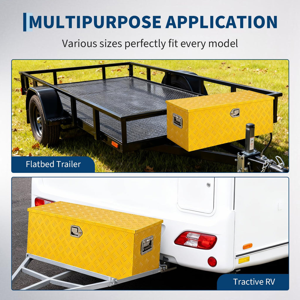 Garvee 30"x15"x15" Aluminum Truck Bed Tool Box, Weatherproof Storage Chest with Lock & Keys, Side Handles, Gas Strut Lid, Large-Capacity Heavy-Duty Organizer for Pickup, Trailer, and RV, Yellow