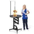 Garvee 24" Hydraulic Dog Grooming Table, Heavy Duty 360° Rotating Grooming Table Adjustable Overhead Arm & Noose for Small Dogs, Round Pet Grooming Station, 210 Lbs Weight Capacity, Black