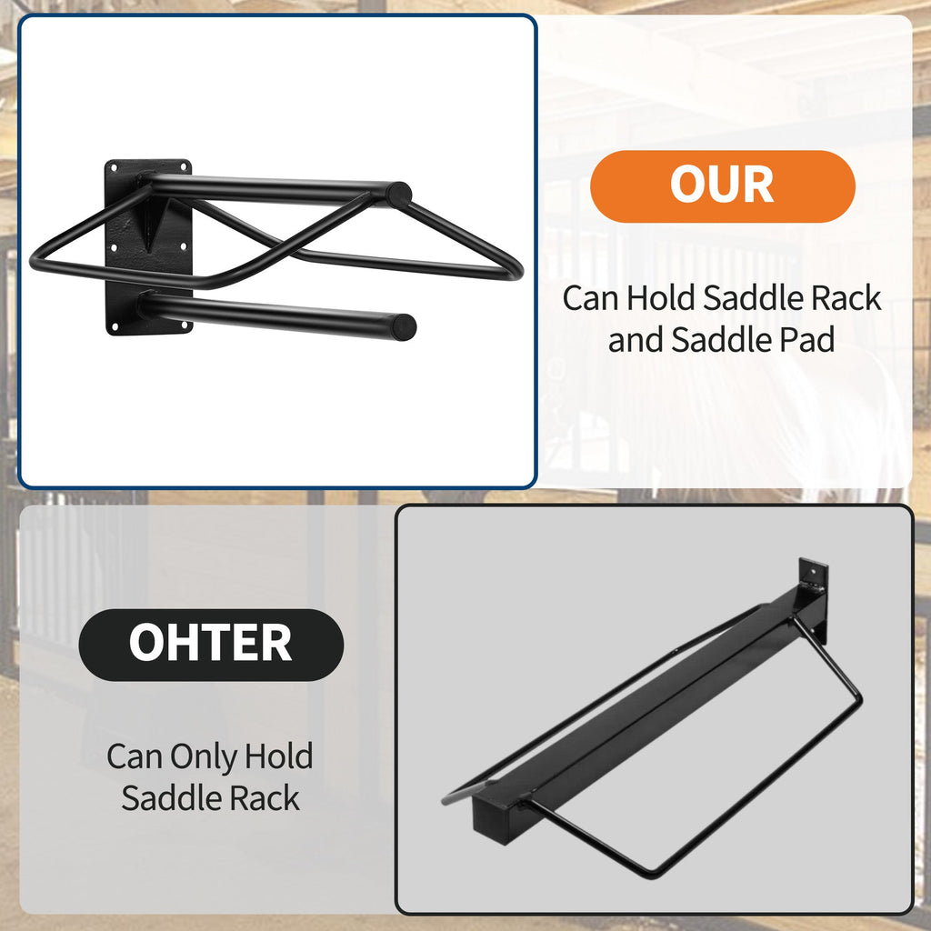 Garvee Heavy Duty Wall Mounted Saddle Rack Set – Carbon Steel Holder with Double Padded Arms – For English & Western Saddles, Bridles, Blankets, Horse Tack – Stable, Barn, Tack Room Organization – 6 Pack