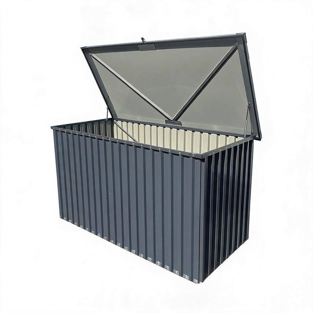 Garvee 180 Gallon Metal Outdoor Storage Box, Waterproof UV-Resistant Deck Box with Lockable Lid for Patio Furniture Cushions & Garden Tools