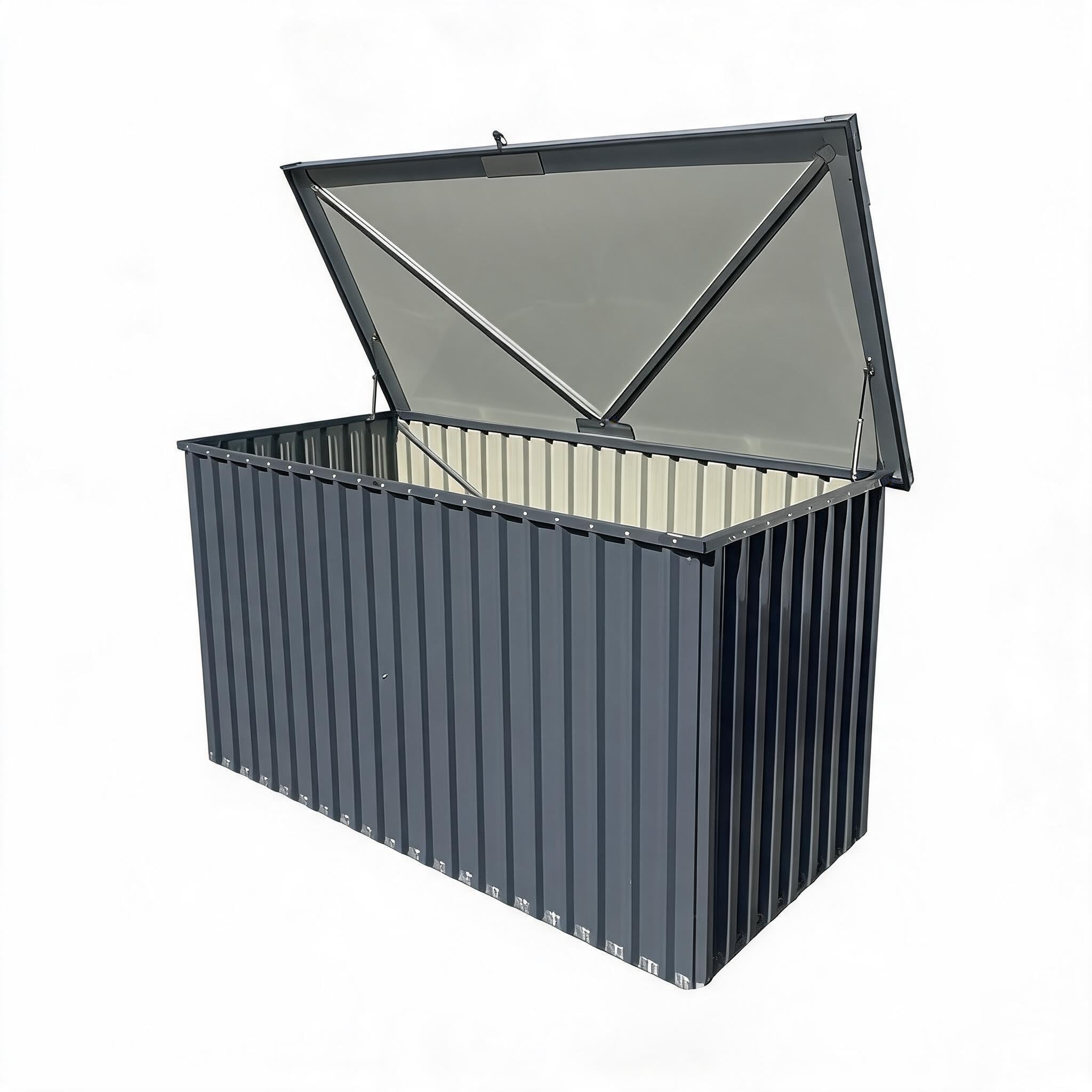 Garvee 180 Gallon Metal Outdoor Storage Box, Waterproof UV-Resistant Deck Box with Lockable Lid for Patio Furniture Cushions & Garden Tools