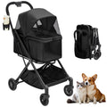 Garvee Foldable 4-Wheel Pet Stroller for Dogs & Cats -Dog Stroller, Lightweight Travel Carrier for Small to Medium Pets Up to 50 LBS, 360° Swivel Front Wheels, Foot Brake, Breathable Mes
