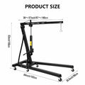 Garvee 2 Ton Engine Hoist 4400 Lbs Capacity Folding Hydraulic Heavy-Duty Carbon Steel 6 Casters with Brakes Adjustable Boom Garage Workshop