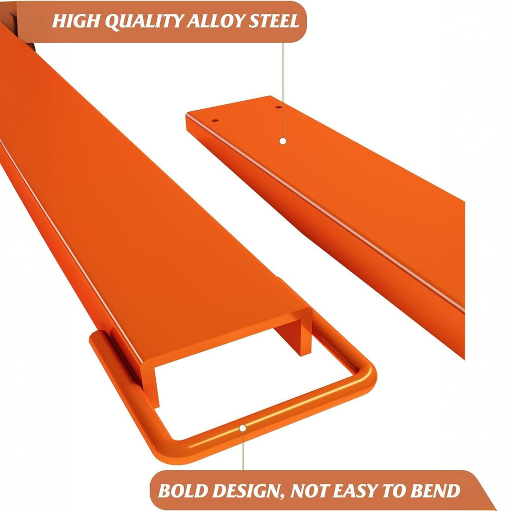 Garvee 72" × 4.5" Forklift Extensions, 4600 lb Steel Pallet Fork Sleeves, 1 Pair for Forklift, Orange
