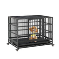 Garvee Heavy Duty Indestructible Dog Crate – Metal Escape-Proof Kennel for Large Dogs, Double Doors, 360° Lockable Wheels, Removable Tray, Easy Assembly – Secure Indoor Pet Cage, Size: 42.5inch