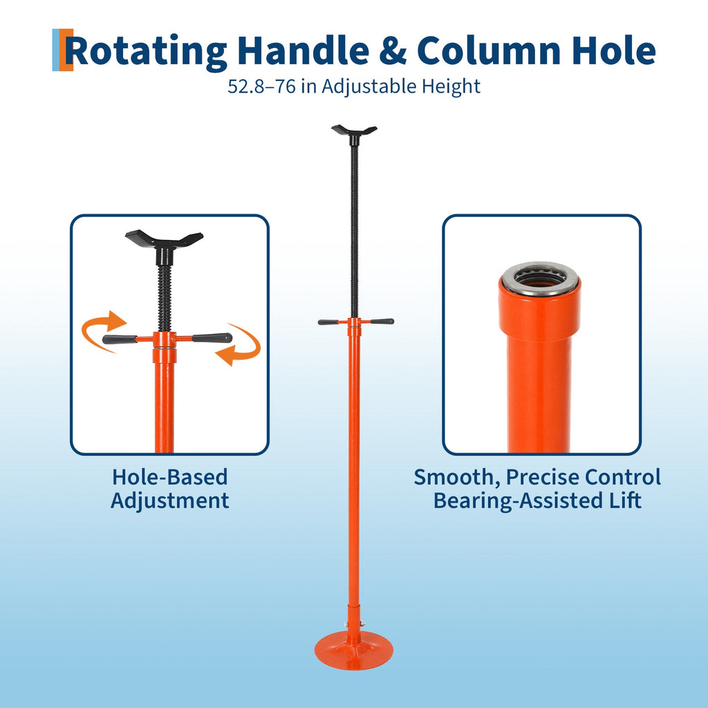 Garvee Adjustable Under Hoist Support Stand – 3/4 Ton (1653 lbs) Capacity – Heavy Duty Screw Jack – 52-76 Inch Height Range – For Vehicle Lifting & Maintenance – Round Bottom (1340-1930mm), Orange